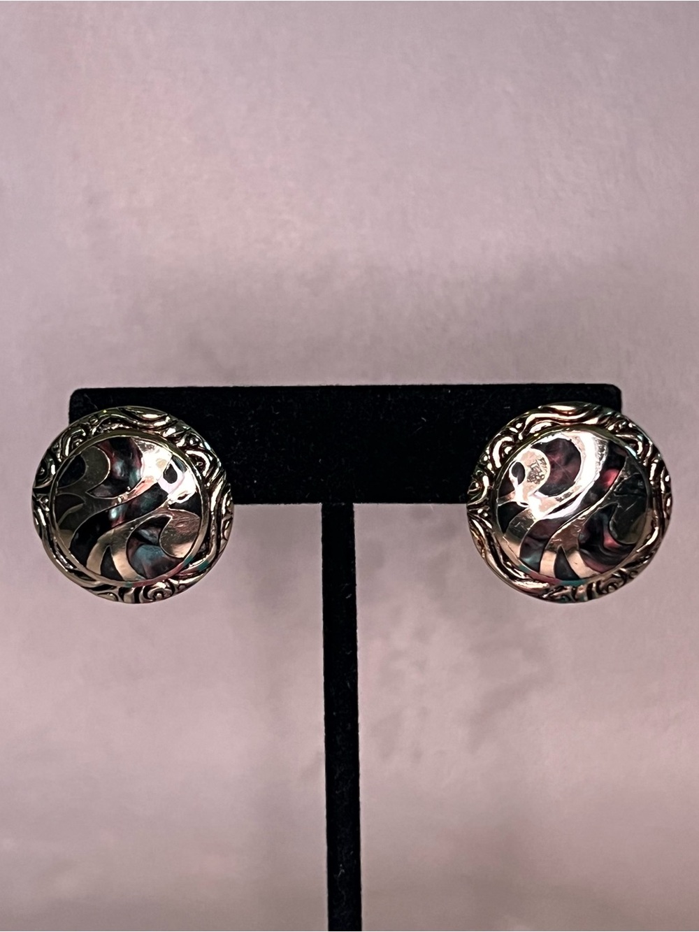 Vintage Gold-Tone Abalone Inlay Earrings